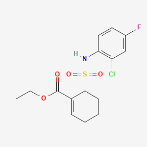 Ethyl 6-(N-(2-chloro-4-fluorophenyl)sulfamoyl)cyclohex-1-enecarboxylate chemical structure (CAS 243983-70-2)