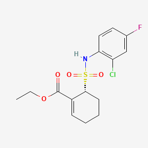 (R)-Ethyl 6-(N-(2-chloro-4-fluorophenyl)sulfamoyl)cyclohex-1-enecarboxylate chemical structure (CAS 243984-11-4)