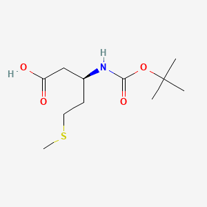(R)-3-((tert-Butoxycarbonyl)amino)-5-(methylthio)pentanoic acid chemical structure (CAS 244251-20-5)