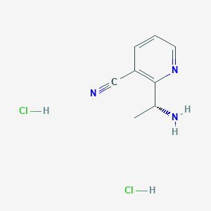 (R)-2-(1-Aminoethyl)nicotinonitrile dihydrochloride chemical structure (CAS 2442565-22-0)