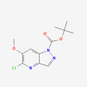 tert-Butyl 5-chloro-6-methoxy-1H-pyrazolo[4,3-b]pyridine-1-carboxylate chemical structure (CAS 2442597-57-9)