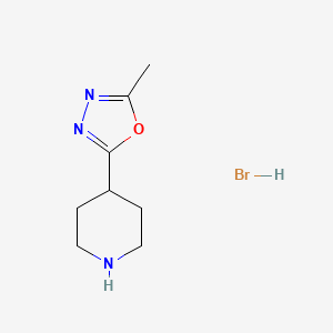 2-Methyl-5-(piperidin-4-yl)-1,3,4-oxadiazole hydrobromide chemical structure (CAS 2442597-61-5)