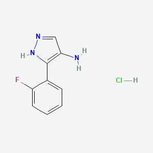 3-(2-Fluorophenyl)-1H-pyrazol-4-amine hydrochloride chemical structure (CAS 2446590-56-1)
