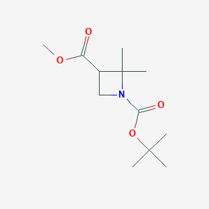 1-(tert-Butyl) 3-methyl 2,2-dimethylazetidine-1,3-dicarboxylate chemical structure (CAS 2446668-76-2)
