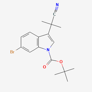 tert-Butyl 6-bromo-3-(2-cyanopropan-2-yl)-1H-indole-1-carboxylate chemical structure (CAS 2447043-21-0)