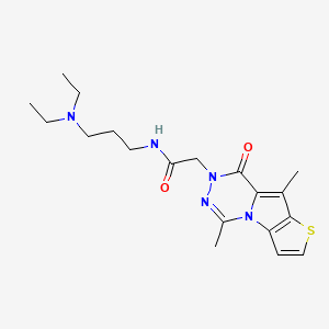 N-(3-(diethylamino)propyl)-2-(5,9-dimethyl-8-oxothieno[2',3':4,5]pyrrolo[1,2-d][1,2,4]triazin-7(8H)-yl)acetamide chemical structure (CAS 2448341-58-8)