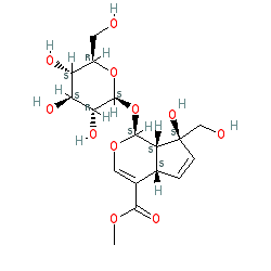 Methyl (1S,4aS,7S,7aS)-7-hydroxy-7-(hydroxymethyl)-1-(((2S,3R,4S,5S,6R)-3,4,5-trihydroxy-6-(hydroxymethyl)tetrahydro-2H-pyran-2-yl)oxy)-1,4a,7,7a-tetrahydrocyclopenta[c]pyran-4-carboxylate chemical structure (CAS 24512-62-7)