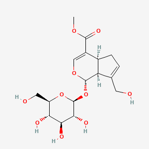 (1S,4aS,7aS)-Methyl 7-(hydroxymethyl)-1-(((2S,3R,4S,5S,6R)-3,4,5-trihydroxy-6-(hydroxymethyl)tetrahydro-2H-pyran-2-yl)oxy)-1,4a,5,7a-tetrahydrocyclopenta[c]pyran-4-carboxylate chemical structure (CAS 24512-63-8)