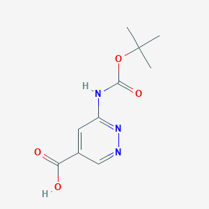 6-((tert-Butoxycarbonyl)amino)pyridazine-4-carboxylic acid chemical structure (CAS 2452465-21-1)