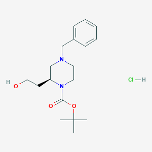 tert-Butyl (S)-4-benzyl-2-(2-hydroxyethyl)piperazine-1-carboxylate hydrochloride chemical structure (CAS 2453297-16-8)
