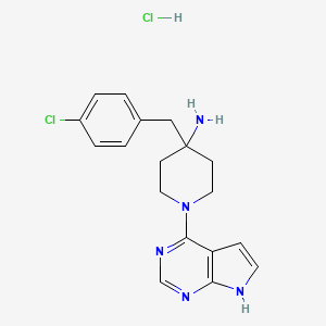 4-(4-Chlorobenzyl)-1-(7H-pyrrolo[2,3-d]pyrimidin-4-yl)piperidin-4-amine hydrochloride chemical structure (CAS 2453324-32-6)