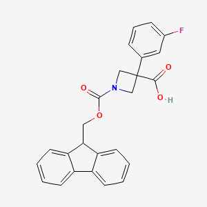 1-(((9H-Fluoren-9-yl)methoxy)carbonyl)-3-(3-fluorophenyl)azetidine-3-carboxylic acid chemical structure (CAS 2453324-54-2)