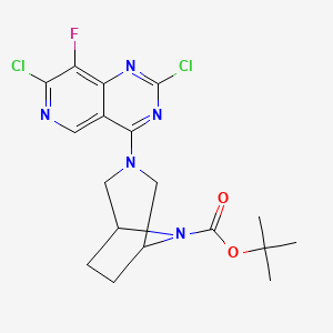 tert-Butyl 3-(2,7-dichloro-8-fluoropyrido[4,3-d]pyrimidin-4-yl)-3,8-diazabicyclo[3.2.1]octane-8-carboxylate chemical structure (CAS 2454397-98-7)