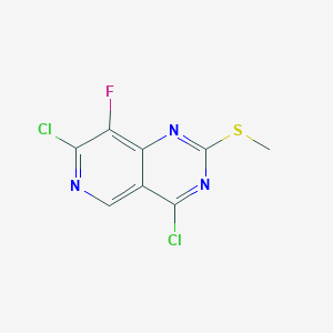 4,7-Dichloro-8-fluoro-2-(methylthio)pyrido[4,3-d]pyrimidine chemical structure (CAS 2454491-14-4)