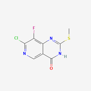 7-Chloro-8-fluoro-2-(methylthio)pyrido[4,3-d]pyrimidin-4(3H)-one chemical structure (CAS 2454491-18-8)