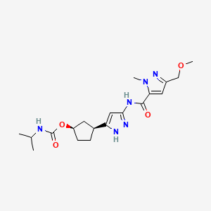 (1R,3S)-3-(3-(3-(Methoxymethyl)-1-methyl-1H-pyrazole-5-carboxamido)-1H-pyrazol-5-yl)cyclopentyl isopropylcarbamate chemical structure (CAS 2460249-19-6)