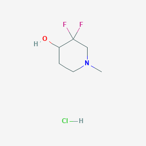 3,3-Difluoro-1-methylpiperidin-4-ol hydrochloride chemical structure (CAS 2468620-80-4)