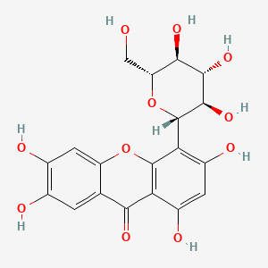 1,3,6,7-Tetrahydroxy-4-((2S,3R,4R,5S,6R)-3,4,5-trihydroxy-6-(hydroxymethyl)tetrahydro-2H-pyran-2-yl)-9H-xanthen-9-one chemical structure (CAS 24699-16-9)