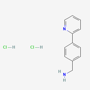 (4-(Pyridin-2-yl)phenyl)methanamine dihydrochloride chemical structure (CAS 2470440-73-2)