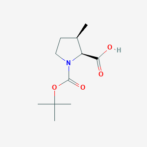 (2S,3R)-1-(tert-Butoxycarbonyl)-3-methylpyrrolidine-2-carboxylic acid chemical structure (CAS 247219-81-4)
