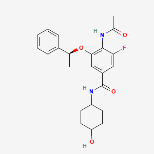 4-Acetamido-3-fluoro-N-(trans-4-hydroxycyclohexyl)-5-((S)-1-phenylethoxy)benzamide chemical structure (CAS 2474876-09-8)