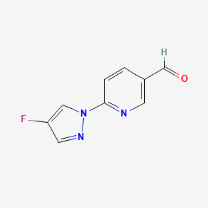 6-(4-Fluoro-1H-pyrazol-1-yl)nicotinaldehyde chemical structure (CAS 2479962-51-9)