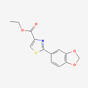Ethyl 2-(benzo[d][1,3]dioxol-5-yl)thiazole-4-carboxylate chemical structure (CAS 248249-53-8)