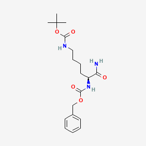 (S)-Benzyl tert-butyl (6-amino-6-oxohexane-1,5-diyl)dicarbamate chemical structure (CAS 24828-95-3)