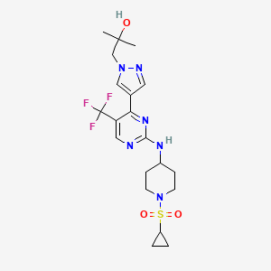 1-(4-(2-((1-(Cyclopropylsulfonyl)piperidin-4-yl)amino)-5-(trifluoromethyl)pyrimidin-4-yl)-1H-pyrazol-1-yl)-2-methylpropan-2-ol chemical structure (CAS 2488073-20-5)