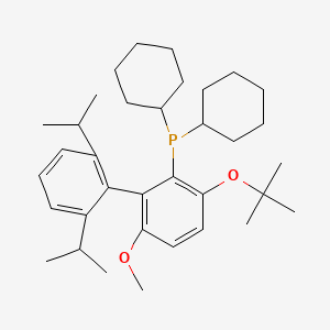 (3-(tert-Butoxy)-2',6'-diisopropyl-6-methoxy-[1,1'-biphenyl]-2-yl)dicyclohexylphosphane chemical structure (CAS 2489243-29-8)