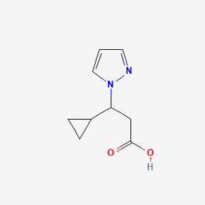 3-Cyclopropyl-3-(1H-pyrazol-1-yl)propanoic acid chemical structure (CAS 2489784-16-7)