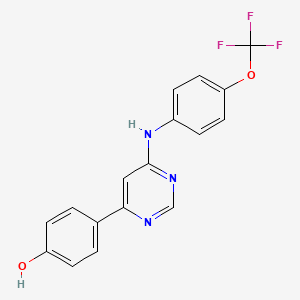 4-(6-((4-(Trifluoromethoxy)phenyl)amino)pyrimidin-4-yl)phenol chemical structure (CAS 2489876-34-6)