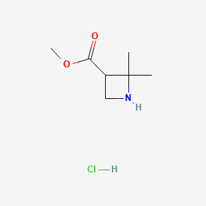 Methyl 2,2-dimethylazetidine-3-carboxylate hydrochloride chemical structure (CAS 2490655-78-0)