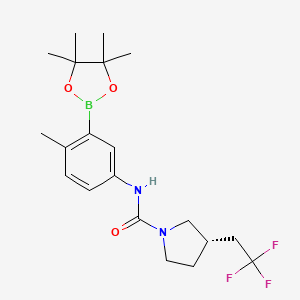 (S)-N-(4-Methyl-3-(4,4,5,5-tetramethyl-1,3,2-dioxaborolan-2-yl)phenyl)-3-(2,2,2-trifluoroethyl)pyrrolidine-1-carboxamide chemical structure (CAS 2493238-70-1)