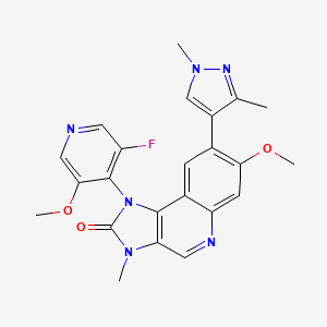 (1S)-8-(1,3-Dimethyl-1H-pyrazol-4-yl)-1-(3-fluoro-5-methoxy-4-pyridinyl)-1,3-dihydro-7-methoxy-3-methyl-2H-imidazo[4,5-c]quinolin-2-one chemical structure (CAS 2495096-26-7)