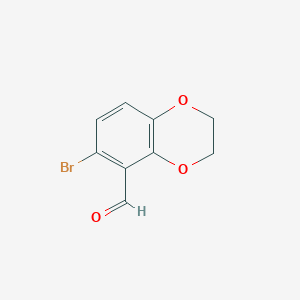 6-Bromo-2,3-dihydrobenzo[b][1,4]dioxine-5-carbaldehyde chemical structure (CAS 249636-65-5)