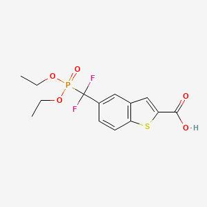 5-((Diethoxyphosphoryl)difluoromethyl)benzo[b]thiophene-2-carboxylic acid chemical structure (CAS 2497586-39-5)