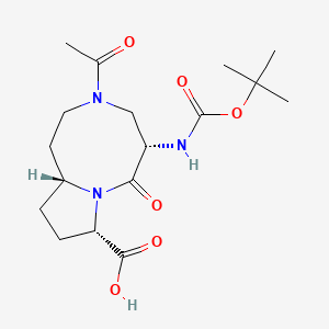 (5S,8S,10AR)-3-acetyl-5-((tert-butoxycarbonyl)amino)-6-oxodecahydropyrrolo[1,2-a][1,5]diazocine-8-carboxylic acid chemical structure (CAS 2497590-06-2)