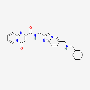 N-((6-(((Cyclohexylmethyl)amino)methyl)imidazo[1,2-a]pyridin-2-yl)methyl)-4-oxo-4H-pyrido[1,2-a]pyrimidine-2-carboxamide chemical structure (CAS 2499663-01-1)