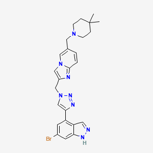 6-Bromo-4-(1-((6-((4,4-dimethylpiperidin-1-yl)methyl)imidazo[1,2-a]pyridin-2-yl)methyl)-1H-1,2,3-triazol-4-yl)-1H-indazole chemical structure (CAS 2499664-52-5)