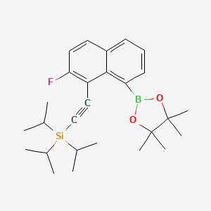 ((2-Fluoro-8-(4,4,5,5-tetramethyl-1,3,2-dioxaborolan-2-yl)naphthalen-1-yl)ethynyl)triisopropylsilane chemical structure (CAS 2503307-87-5)
