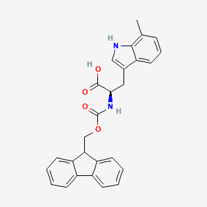 (R)-2-((((9H-Fluoren-9-yl)methoxy)carbonyl)amino)-3-(7-methyl-1H-indol-3-yl)propanoic acid chemical structure (CAS 2504147-19-5)