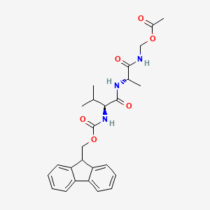 (5S,8S)-1-(9H-Fluoren-9-yl)-5-isopropyl-8-methyl-3,6,9-trioxo-2-oxa-4,7,10-triazaundecan-11-yl acetate chemical structure (CAS 2505045-86-1)