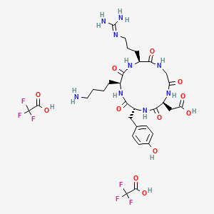 2,2,2-Trifluoroacetic acid compound with 2-((2S,5R,8S,11S)-8-(4-aminobutyl)-11-(3-guanidinopropyl)-5-(4-hydroxybenzyl)-3,6,9,12,15-pentaoxo-1,4,7,10,13-pentaazacyclopentadecan-2-yl)acetic acid (2:1) chemical structure (CAS 250612-42-1)