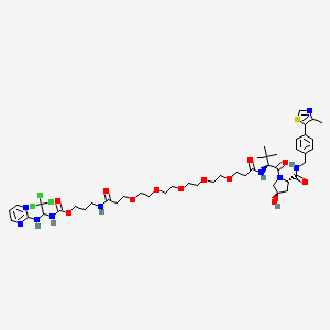 (S)-25-((2S,4R)-4-Hydroxy-2-((4-(4-methylthiazol-5-yl)benzyl)carbamoyl)pyrrolidine-1-carbonyl)-26,26-dimethyl-5,23-dioxo-8,11,14,17,20-pentaoxa-4,24-diazaheptacosyl (2,2,2-trichloro-1-(pyrimidin-2-ylamino)ethyl)carbamate chemical structure (CAS 2509359-75-3)