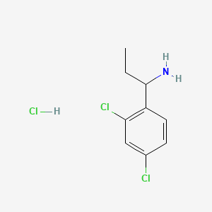1-(2,4-Dichlorophenyl)propan-1-amine hydrochloride chemical structure (CAS 2512214-67-2)
