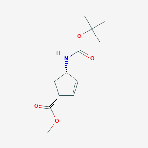 (1R,4S)-Methyl 4-((tert-butoxycarbonyl)amino)cyclopent-2-enecarboxylate chemical structure (CAS 251326-99-5)