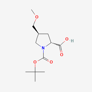 rel-(2R,4S)-1-(tert-Butoxycarbonyl)-4-(methoxymethyl)pyrrolidine-2-carboxylic acid chemical structure (CAS 2514752-91-9)