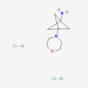 3-Morpholinobicyclo[1.1.1]pentan-1-amine dihydrochloride chemical structure (CAS 2514758-67-7)