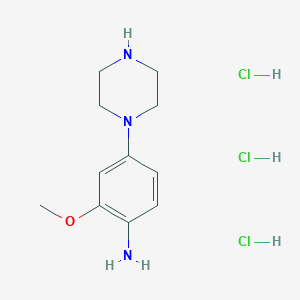 2-Methoxy-4-(piperazin-1-yl)aniline trihydrochloride chemical structure (CAS 2514948-53-7)